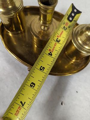 Antique Original Brass Inkwell Desk Set