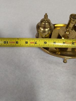 Antique Original Brass Inkwell Desk Set