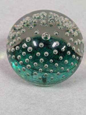 Handcrafted Henry Ford Museum Emerald Green Blown Glass Paperweight