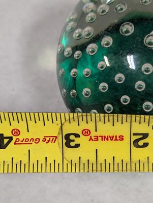 Handcrafted Henry Ford Museum Emerald Green Blown Glass Paperweight