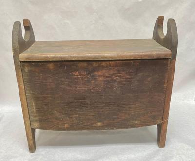 Vintage Wooden Hinged-Lid Seat Box, used for Shoe Shine