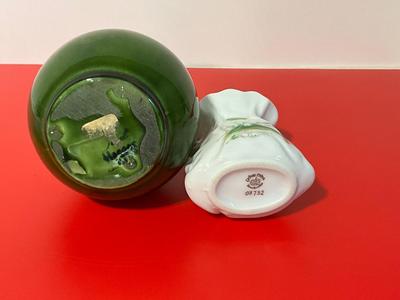 Green Vase, China, and Candle Holders