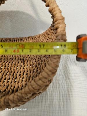 Lot 8: Woven Basket with Wooden Handle