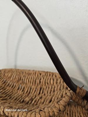Lot 8: Woven Basket with Wooden Handle