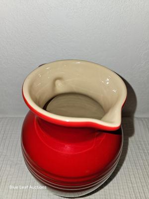 Lot 10: Le Creuset Stoneware Pitcher - Cherry Red