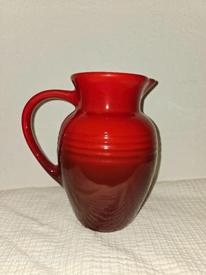 Lot 10: Le Creuset Stoneware Pitcher - Cherry Red