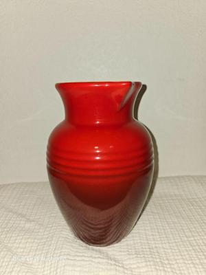 Lot 10: Le Creuset Stoneware Pitcher - Cherry Red
