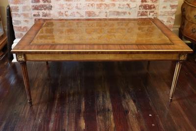 Maitland-Smith Cocktail Table w/ Painted Glass & Gold Gilding (See Description)