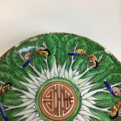 450 Antique Famille Verte Bone China "Bok Choy" Plates & Saucer