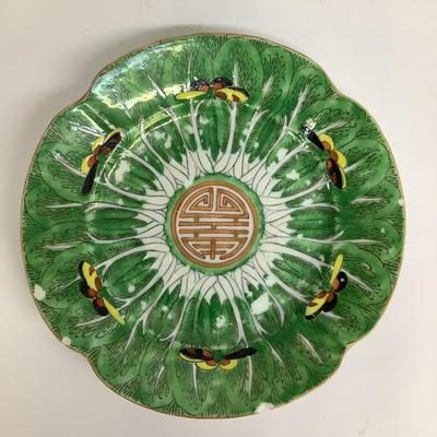 450 Antique Famille Verte Bone China "Bok Choy" Plates & Saucer
