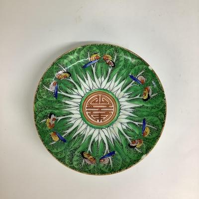 450 Antique Famille Verte Bone China "Bok Choy" Plates & Saucer