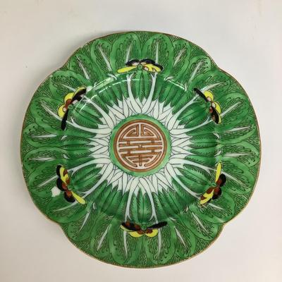 450 Antique Famille Verte Bone China "Bok Choy" Plates & Saucer
