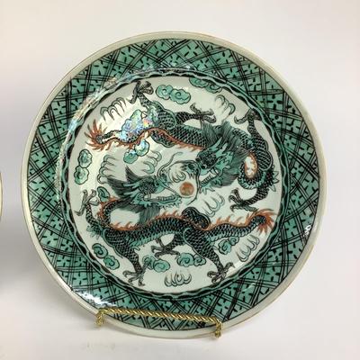 451 Antique Chinese Export Salt Glazed Dragon Plates