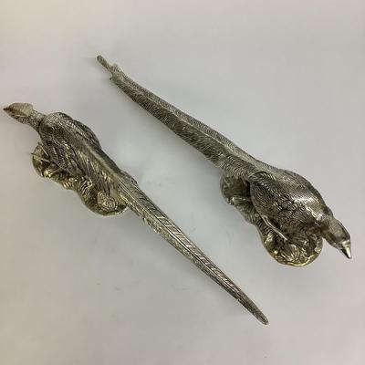 454 Andrea by Sadek Silver Plated Rooster & Hen Pheasants