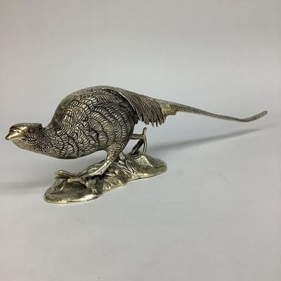 454 Andrea by Sadek Silver Plated Rooster & Hen Pheasants