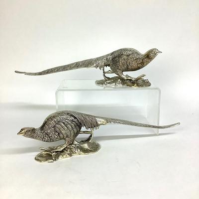 454 Andrea by Sadek Silver Plated Rooster & Hen Pheasants