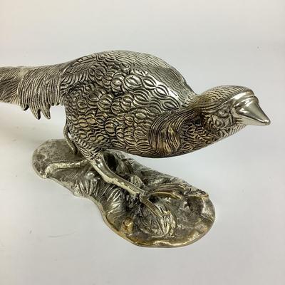 454 Andrea by Sadek Silver Plated Rooster & Hen Pheasants