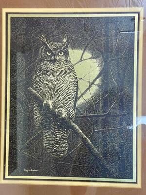 Great Horned Owl Print, Paul M Breeden Reproduction Framed 20" x 24"