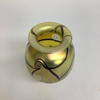 459 Signed Iridescent Art Glass Vase by Robert Eickholt