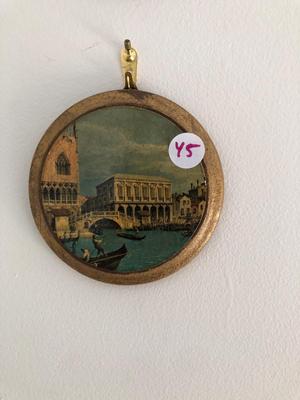 Vintage Italian Landscape Art with Round Gilt Frames