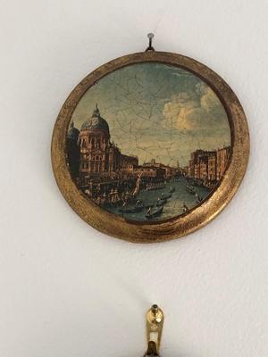 Vintage Italian Landscape Art with Round Gilt Frames