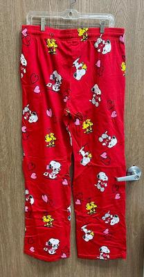 Peanuts Snoopy Lounge Pants PJ Red Flannel L large mens