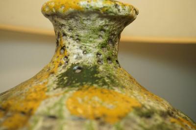 EXCELLENT MCM 1960'S LAVA GLAZE LAMP W/ WALNUT BASE/ SHADE
