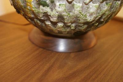 EXCELLENT MCM 1960'S LAVA GLAZE LAMP W/ WALNUT BASE/ SHADE