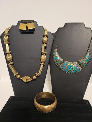 BRASS NECKLACES EARRINGS AND BRACELET