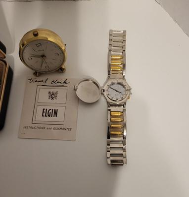 SW INSPIRED NECKLACE, ELGIN TRAVEL CLOCK, UNIQUE MEN'S WATCH AND SMALL JEWELRY BOX