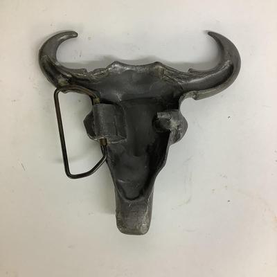 480 Seatbelt Beer Bottle Top Belt & Pewter Longhorn Belt Buckle