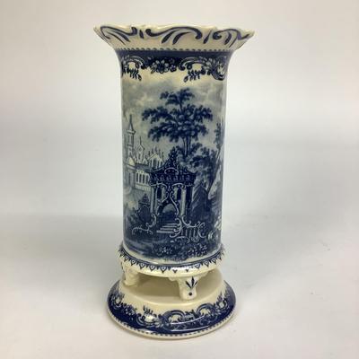 490 Transferware Footed Vase & Oriental Bowl