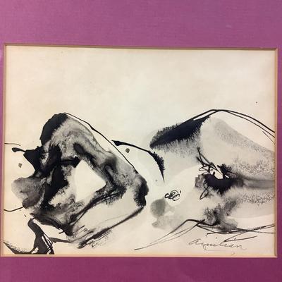 495 Signed Agnis Aimilian Original Watercolor Still Life Nude