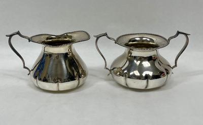 Vintage Creamer & Double Handled Sugar Bowl Silver-plate