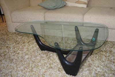 1960's ADRIAN PEARSALL STYLE GLASS TOP AND GEOMETRIC BASE COFFEE TABLE FOR KROEHLER