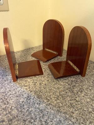 Italian Wood Inlay Bookends Trio