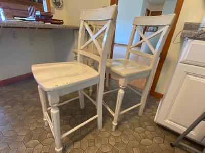 Three Tall Wooden Kitchen Island Chairs Set
