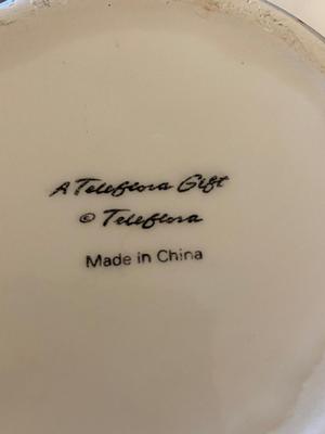 Teleflora Porcelain White Tea Pot with Pink Roses