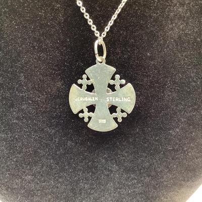 512 Vintage Sterling Silver Jerusalem Cross Necklace