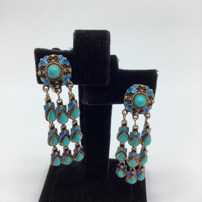 514 Antique Turquoise/Enamel Earrings