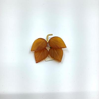 517 Vintage Russian Gold/Amber Leaf Pin