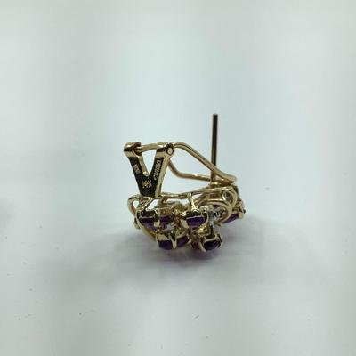 518 Purple Amethyst 14K Gold Earrings