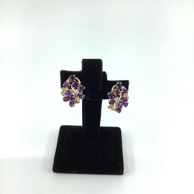 518 Purple Amethyst 14K Gold Earrings