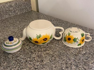 Handpainted Sunflower Teapot and Teacup