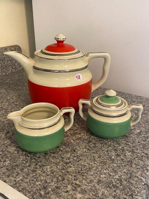 HALLS Coffee Pot, Creamer, and Sugar Lot