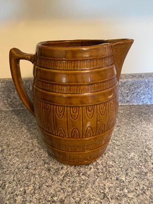 Vintage Brown Barrel Pitcher