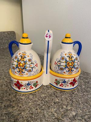 Mediterranean LTD Oil and Vinegar Ceramic Carafes with Lid