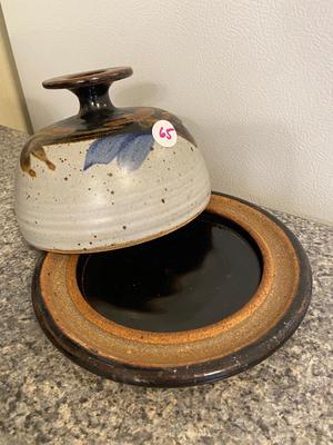 Pottery Covered Butter / Cheese Plate