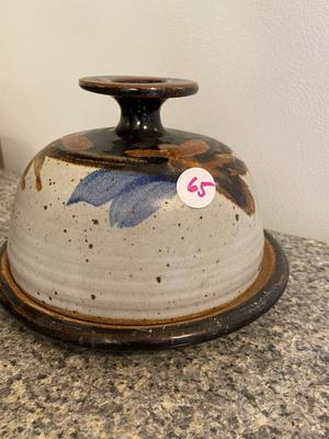 Pottery Covered Butter / Cheese Plate