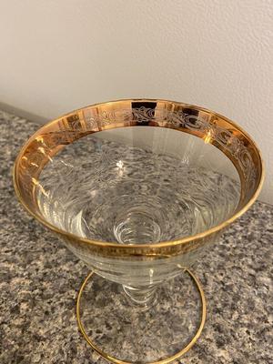 MURANO Gilt Etched Rim Glassware Sherbert Dish Set of Twelve Lot